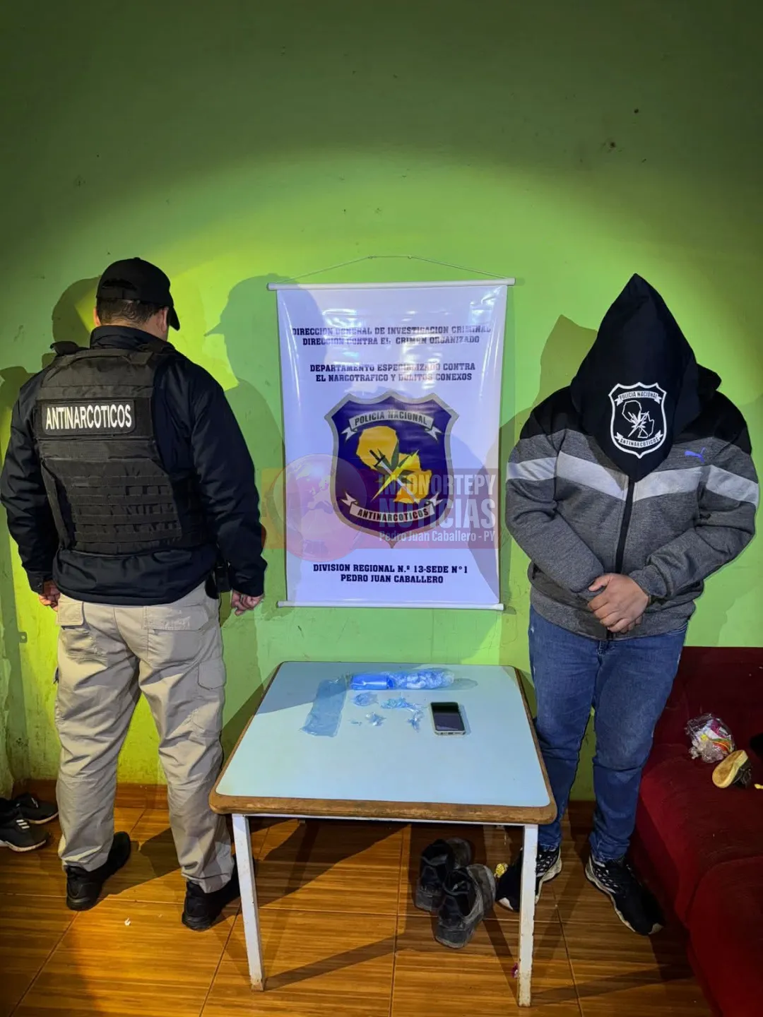 Allanamiento en Pedro Juan por microtráfico culmina con detención e incautación de droga