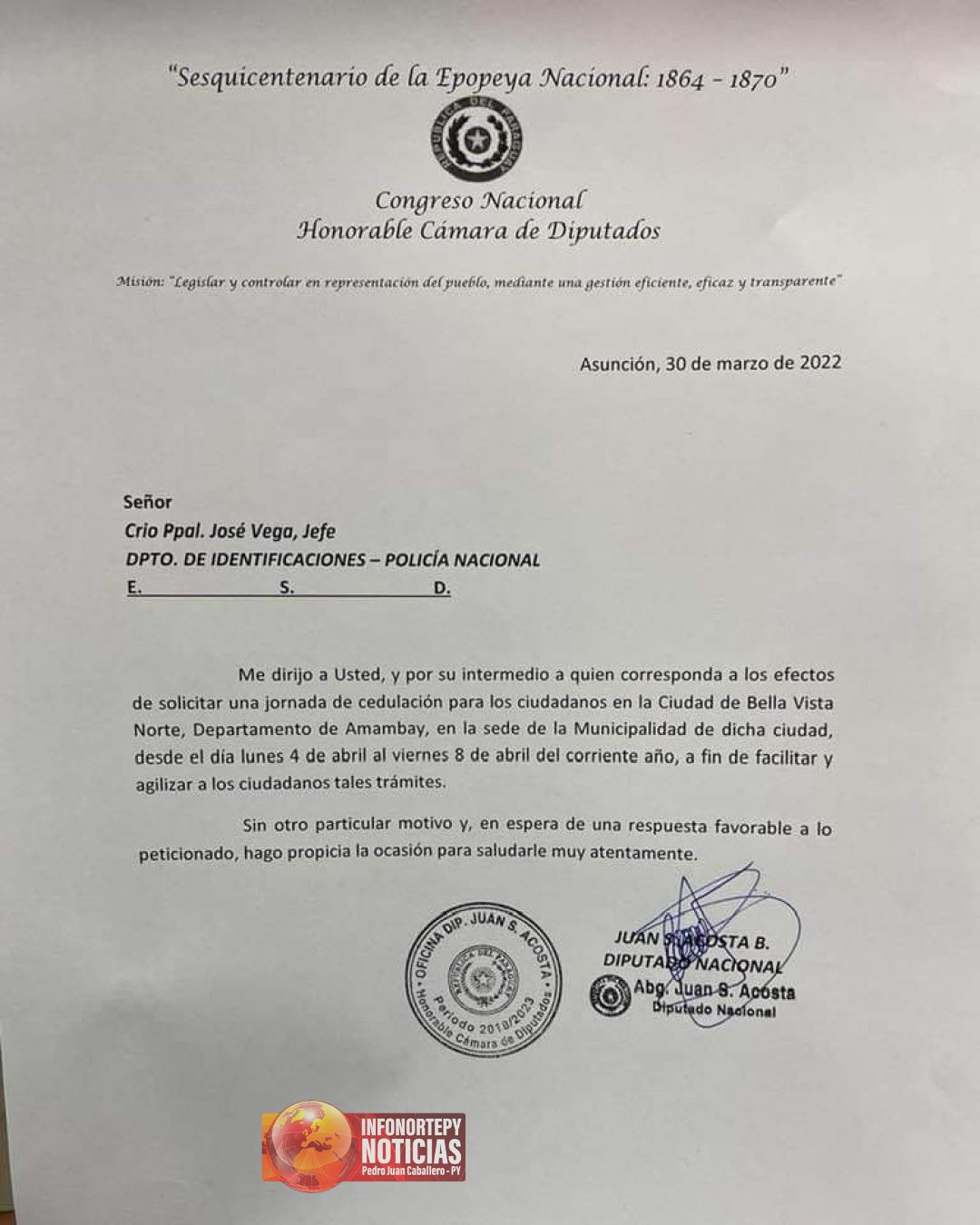 Identificaciones estará atendiendo en Bella Vista Norte.