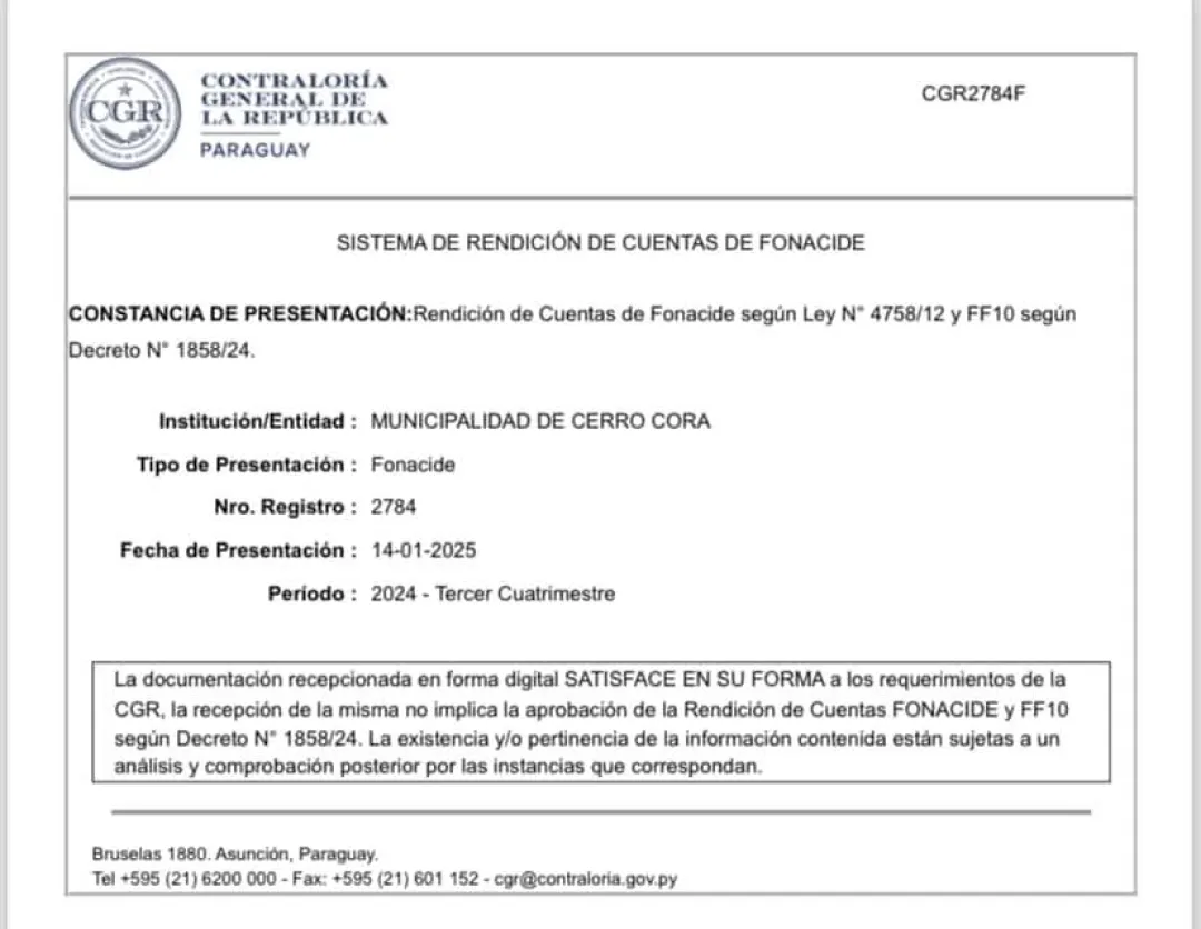 Municipalidad de Cerro Corá rinde cuentas sobre los recursos de Fonacide y Royalties