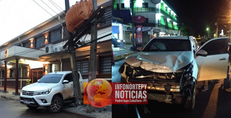 Aparatoso accidente en Pedro Juan dejó daños materiales
