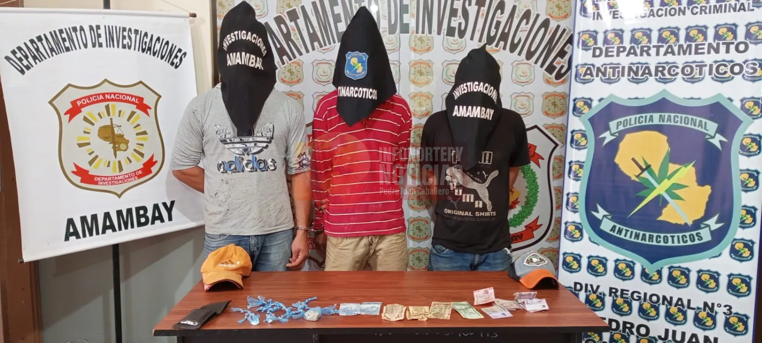 Tres detenidos en Pedro Juan con cocaína tipo crack durante operativo policial