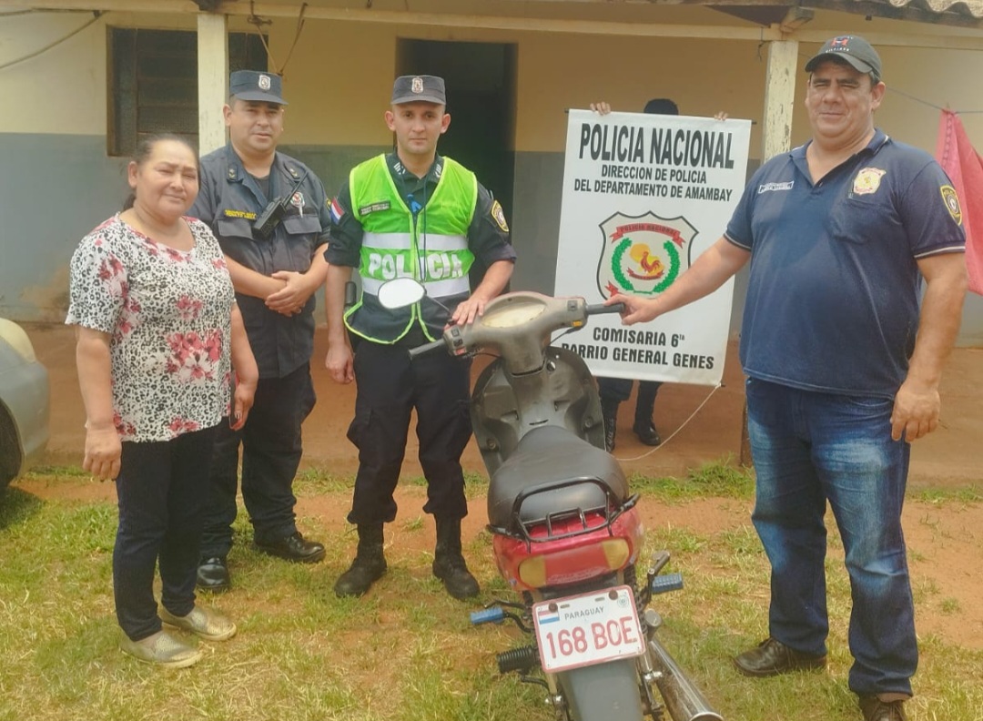 Tras persecución recuperan motocicleta en Pedro Juan