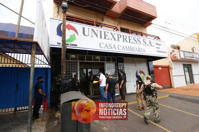 Allanan casa de cambio en Pedro Juan por supuesto lavado de dinero proveniente del narcotráfico