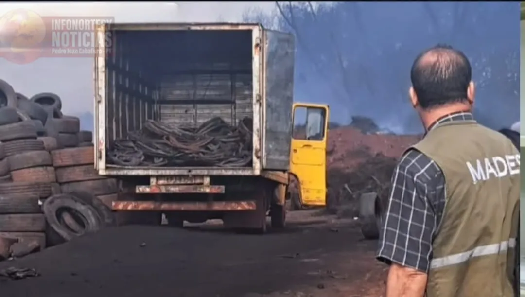 MADES y Fiscalía intervienen depósito de neumáticos tras incendio en Pedro Juan