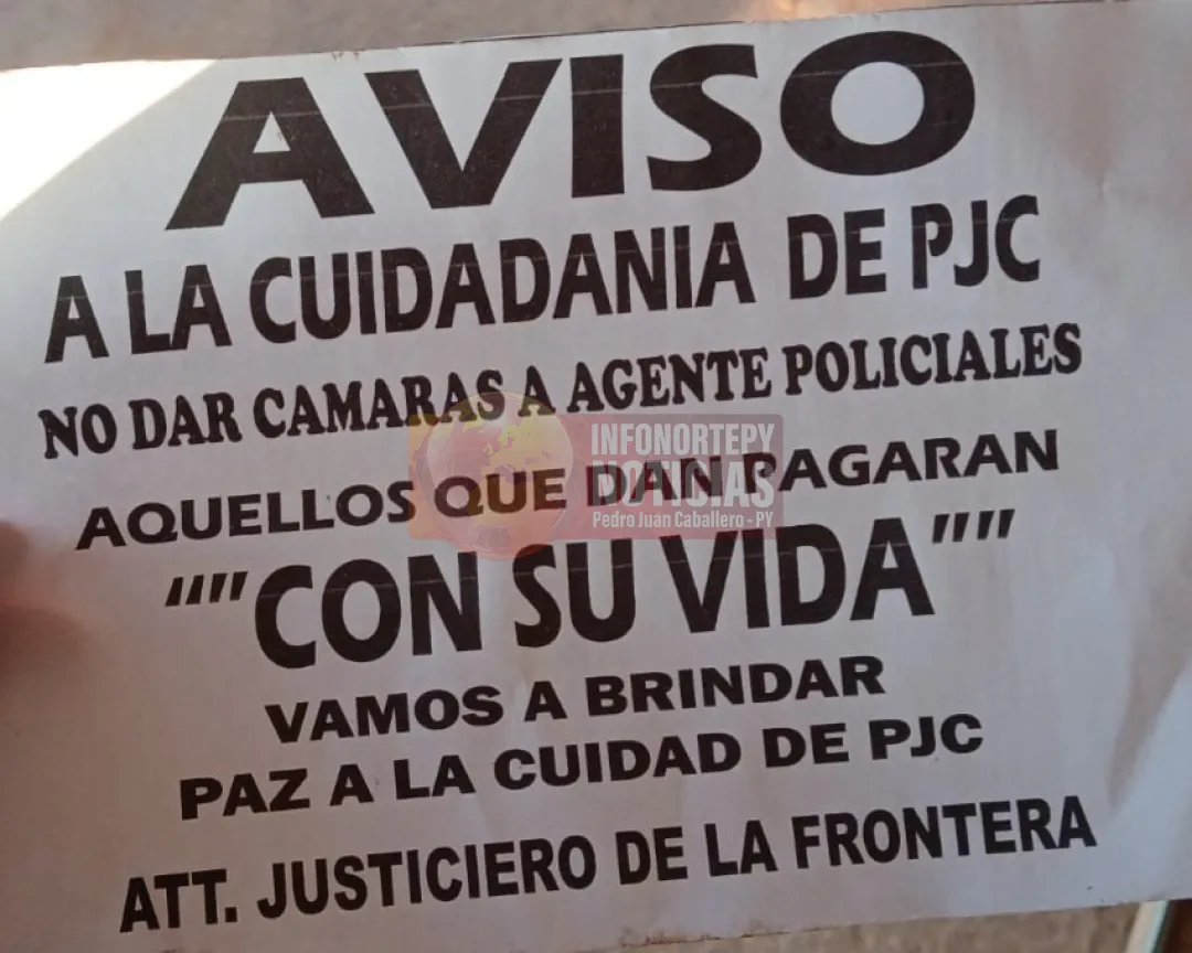 Comerciantes reciben panfleto de amenaza en Pedro Juan