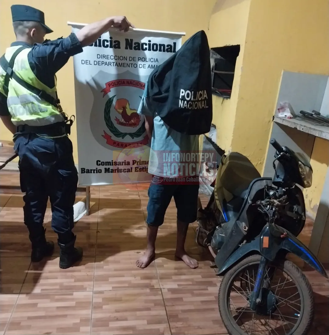 Detenido en Pedro Juan por orden de captura y por conducir motocicleta de dudosa procedencia