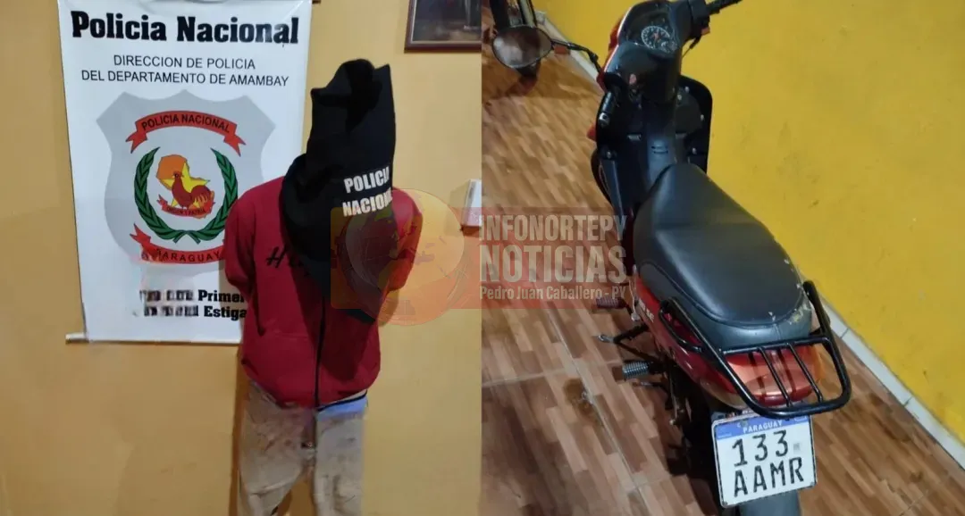 Recuperan motocicleta robada y detienen a un sospechoso en Pedro Juan