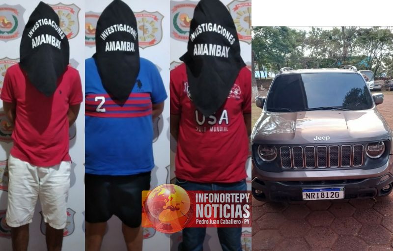Realizaban robo de celulares en lujoso vehículo y fueron detenidos por la Policía en Pedro Juan.