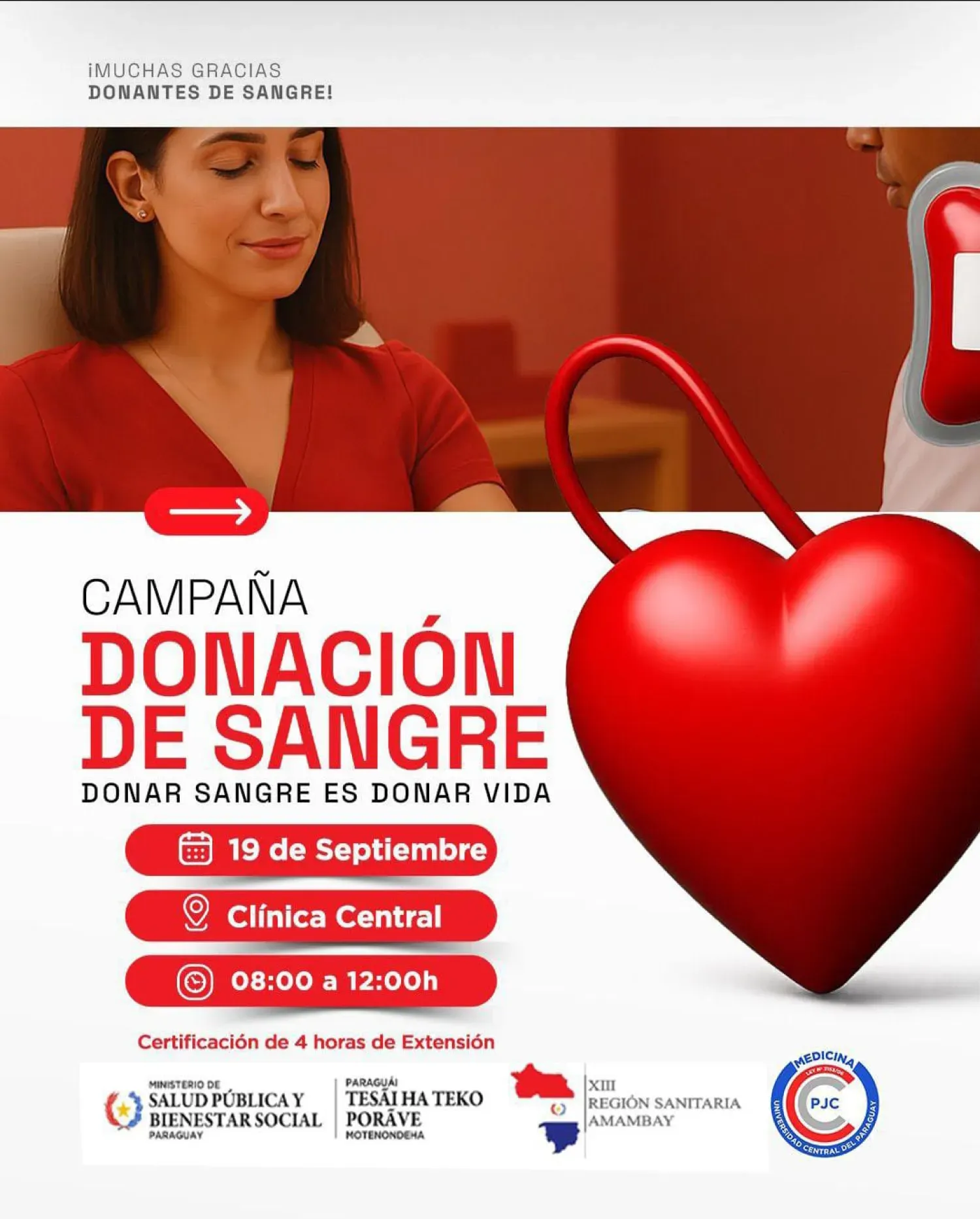 Universidad Central del Paraguay impulsa campaña de donación de sangre
