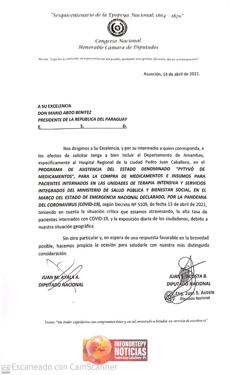 Solicitan que el departamento de Amambay sea incluído en en Programa Pytyvo medicamentos