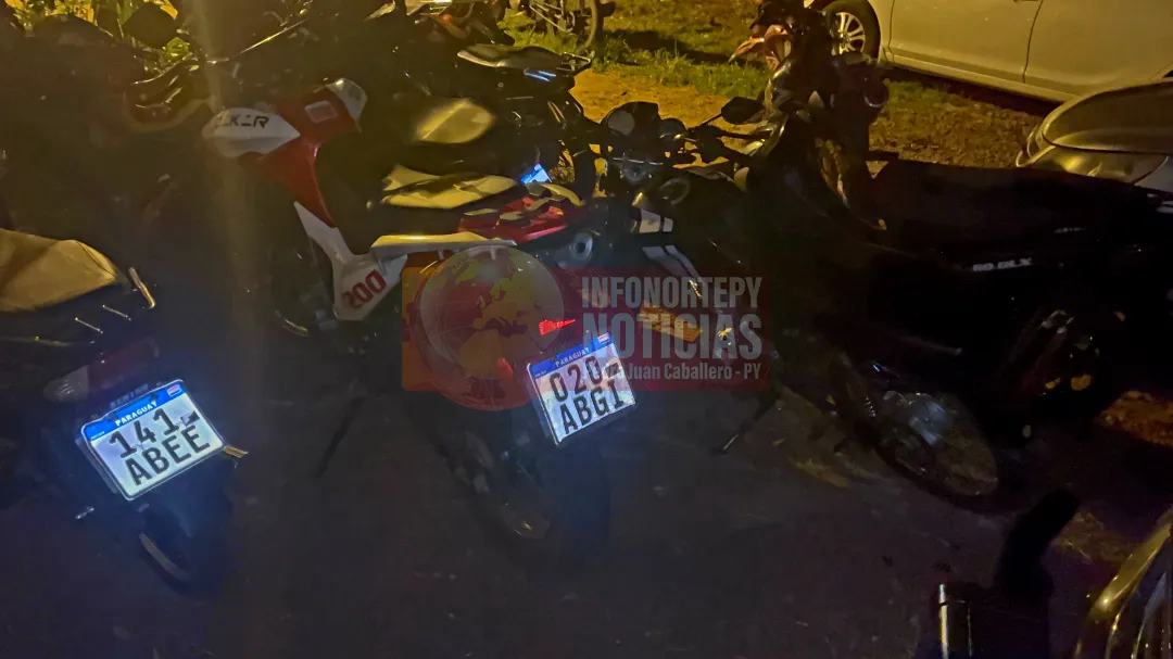 Cuatro motocicletas incautadas durante control policial en Pedro Juan