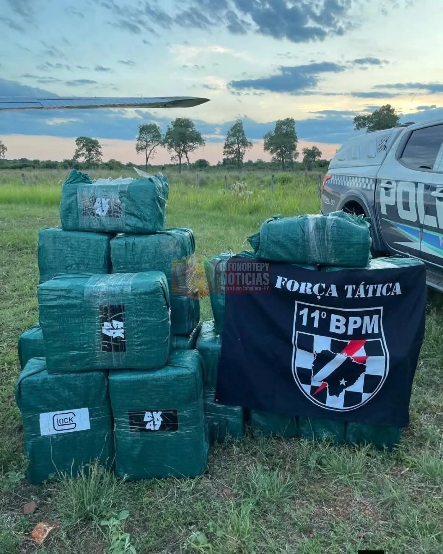 Duro golpe a narcos de Yby Yaú y Pedro Juan: incautan 477 kilos de pasta base tras aterrizaje forzado