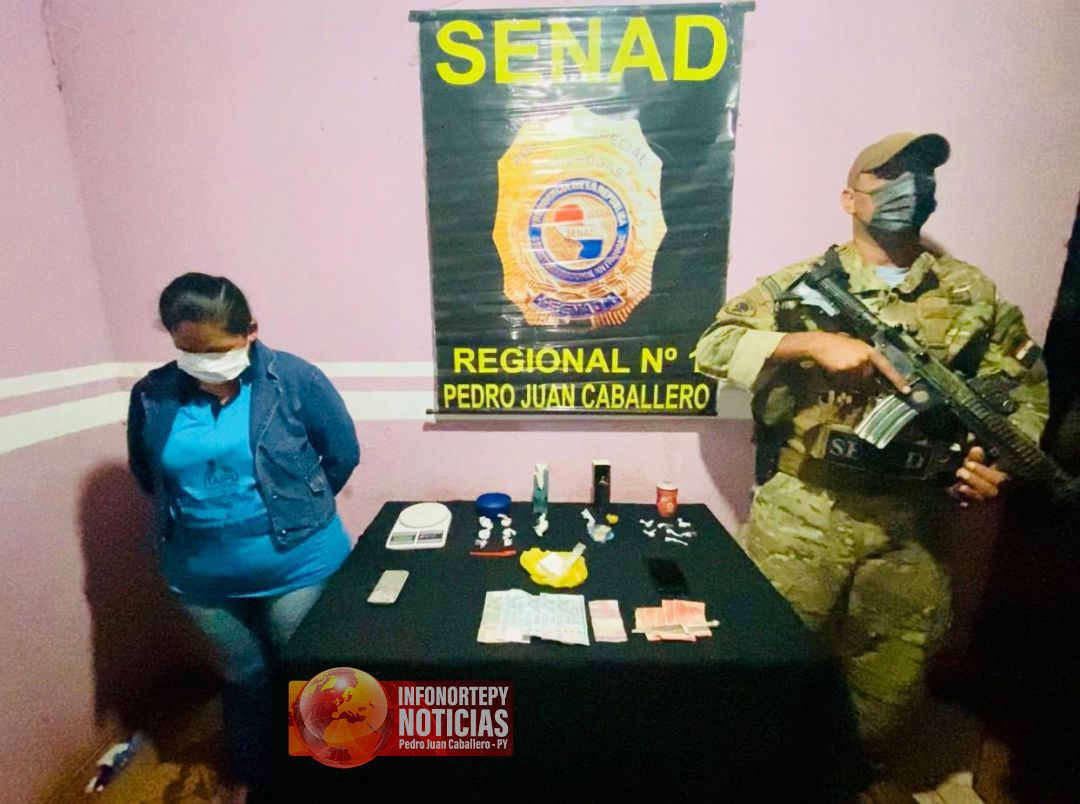 Detienen a mujer distribuidora de cocaína  en Pedro Juan