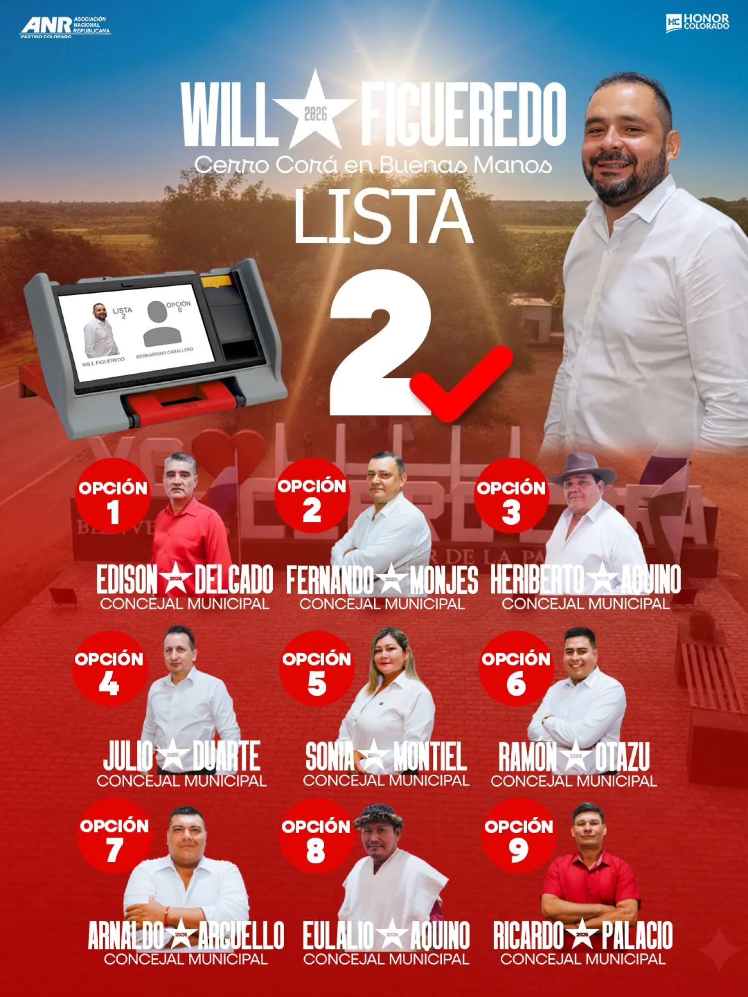 Wilfrido Figueredo apunta a la reelección en Cerro Corá con Honor Colorado y la Lista 2