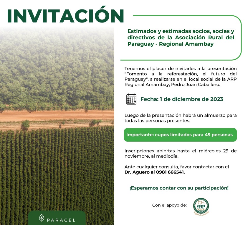ARP Regional Amambay y PARACEL S.A. proyectan proyecto de reforestación.