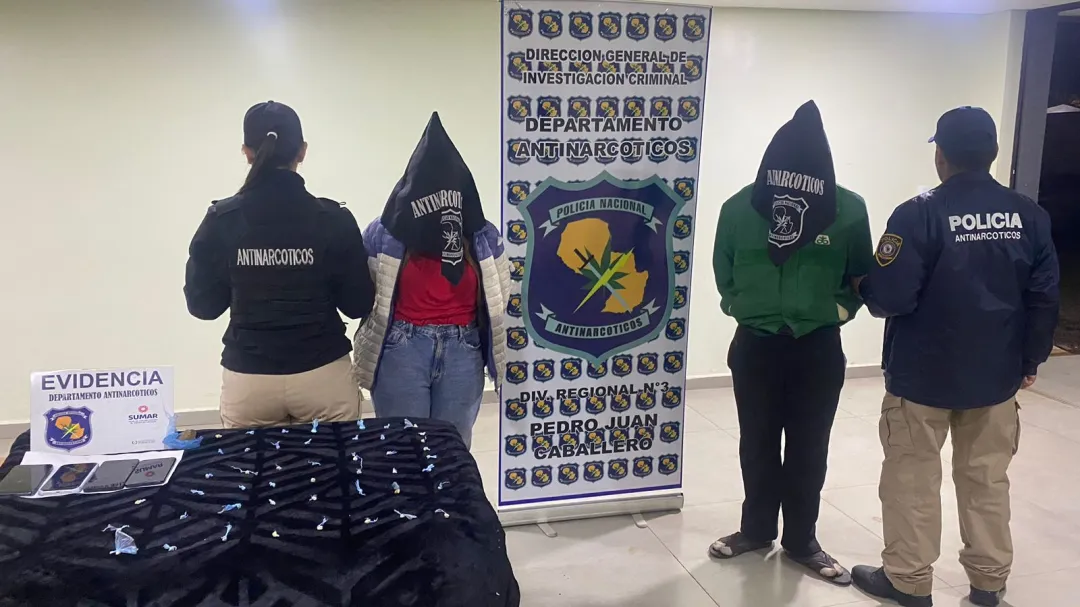 Antinarcóticos captura a una pareja con crac y marihuana en Pedro Juan