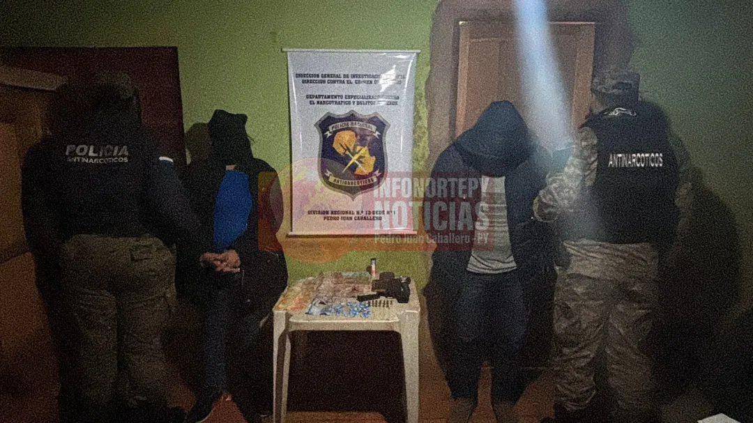 Allanamiento contra el Narcotráfico en Zanja Pytã: Dos detenidos e incautación de drogas y armas