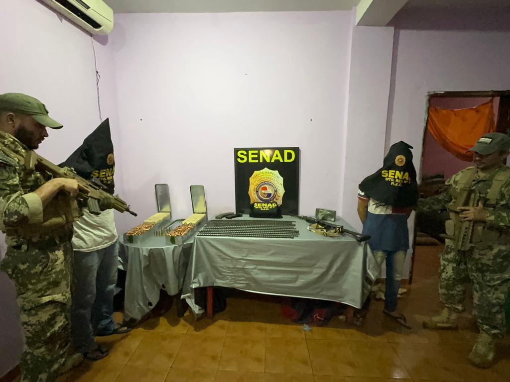 SENAD incautó un fusil, municiones y droga en Pedro Juan