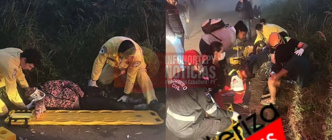 Choque de motocicletas en Pedro Juan deja dos heridos y un conductor prófugo