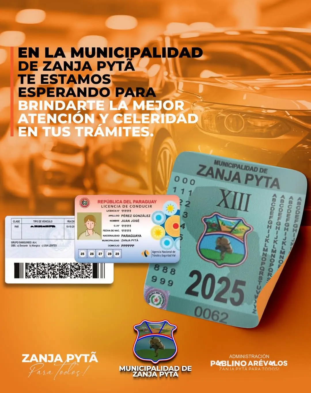 Municipalidad de Zanja Pyta recuerda a los conductores renovar sus registros