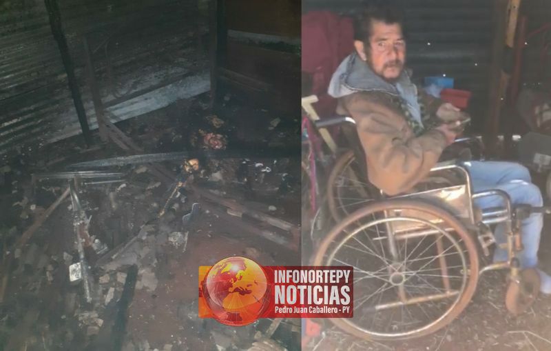 Deficiente físico muere calcinado en una precaria vivienda en Pedro Juan.