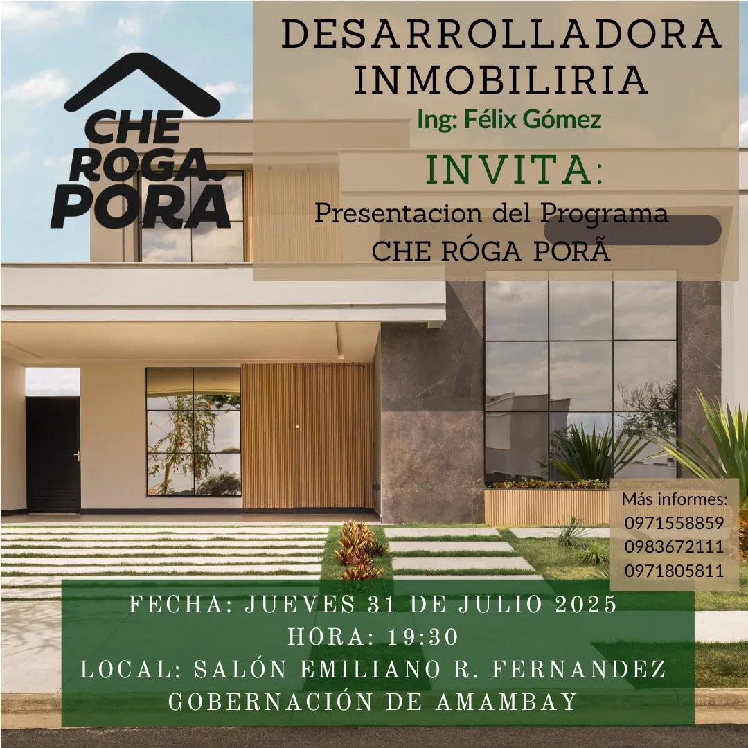 Lanzamiento de Proyecto "Che Rogá Porã" en Pedro Juan Ofrecerá Oportunidades de Vivienda Propia