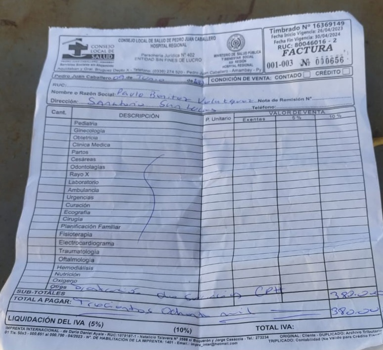 Denuncian venta de Sangre en el Hospital Regional de Pedro Juan