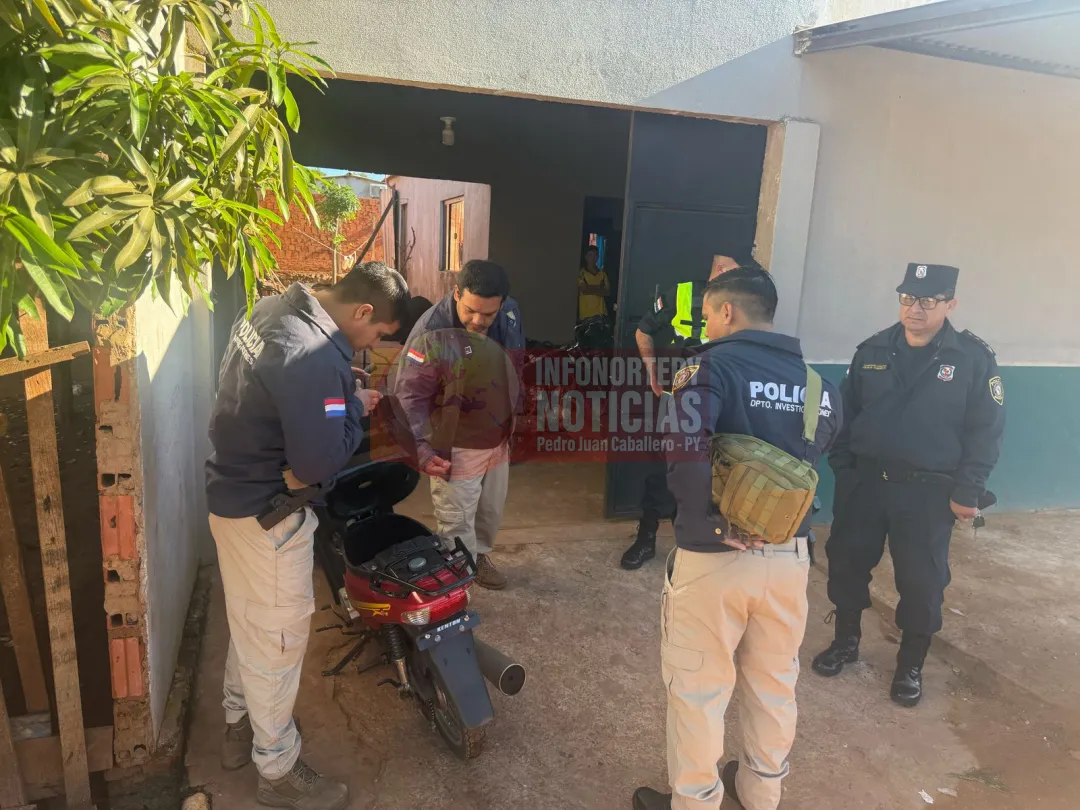 Rápida acción policial recupera moto robada y detiene a tres sospechosos en Pedro Juan