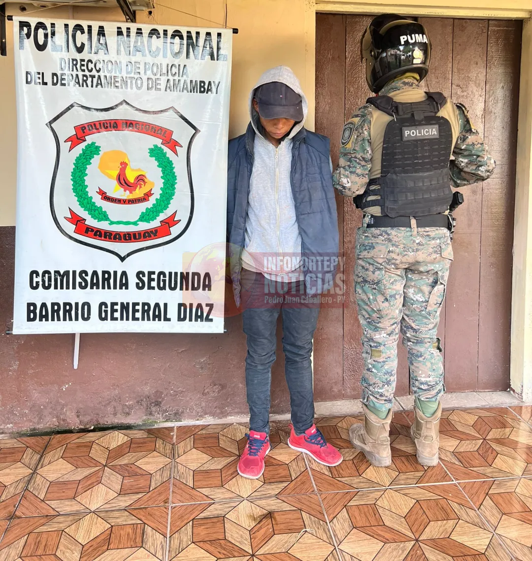 Recupera tragamonedas hurtada y detiene a joven indígena en Pedro Juan