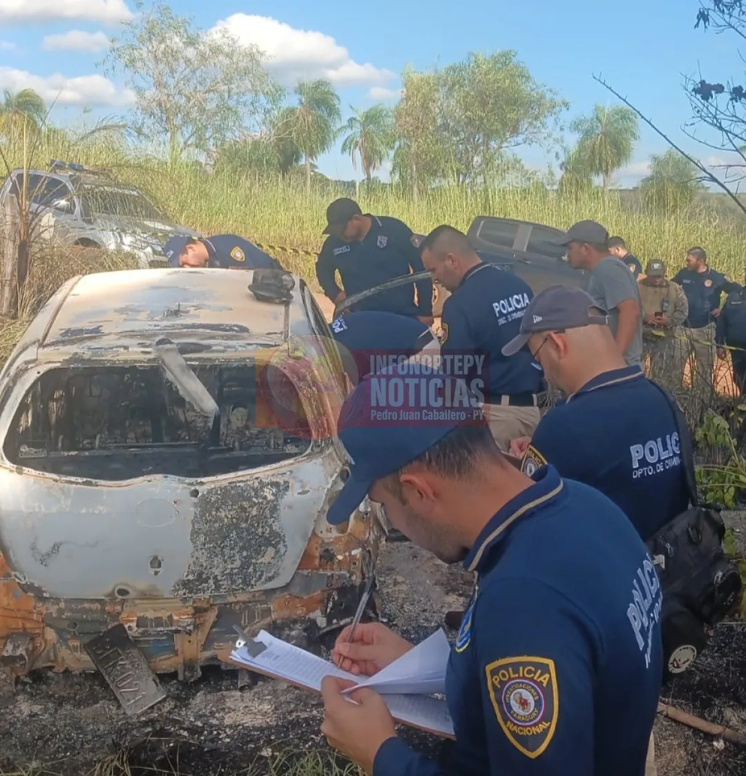 Hallan vehículo incinerado vinculado al homicidio de abogado en Pedro Juan