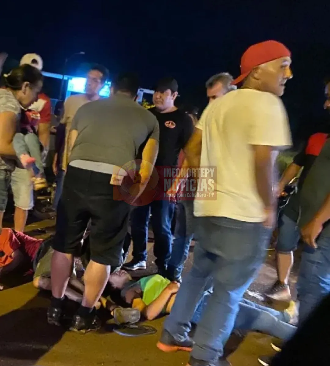 Choque entre motociclistas deja tres heridos, incluida una niña de 3 años en Pedro Juan