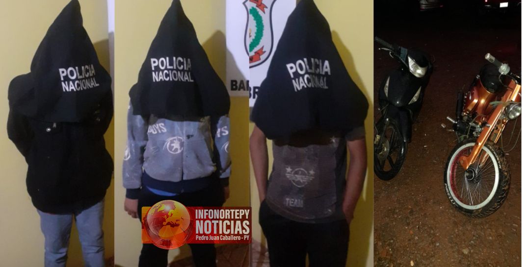 Policia detiene a tres menores y  recupera dos motocicletas en Pedro Juan