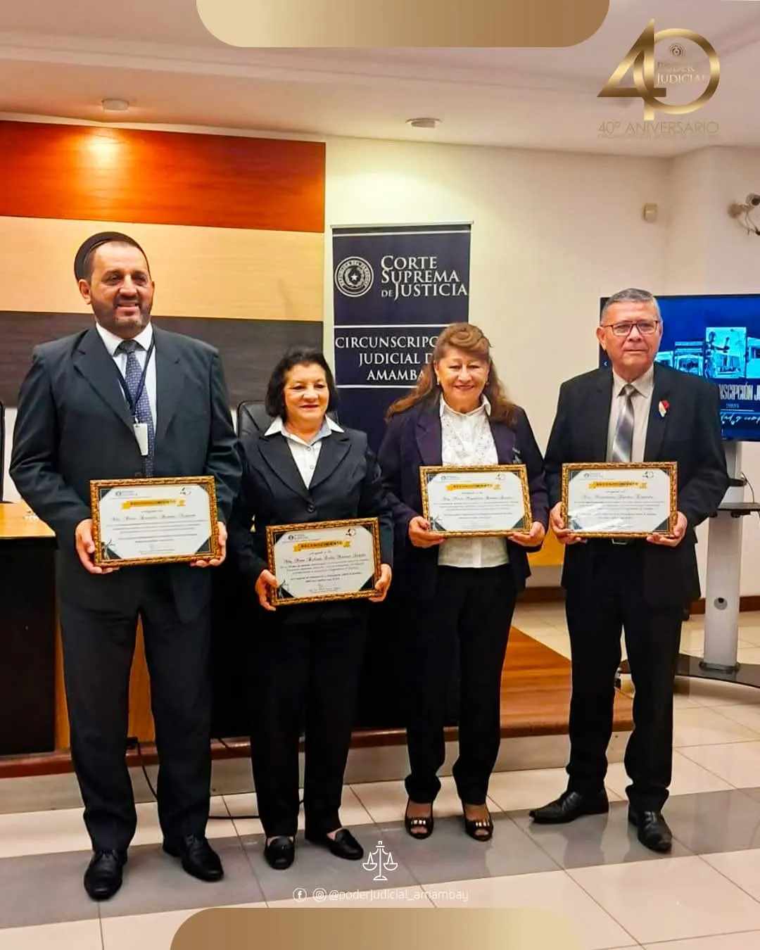 Emotivo reconocimiento a cuatro funcionarios judiciales por 40 Años de trayectoria en Amambay