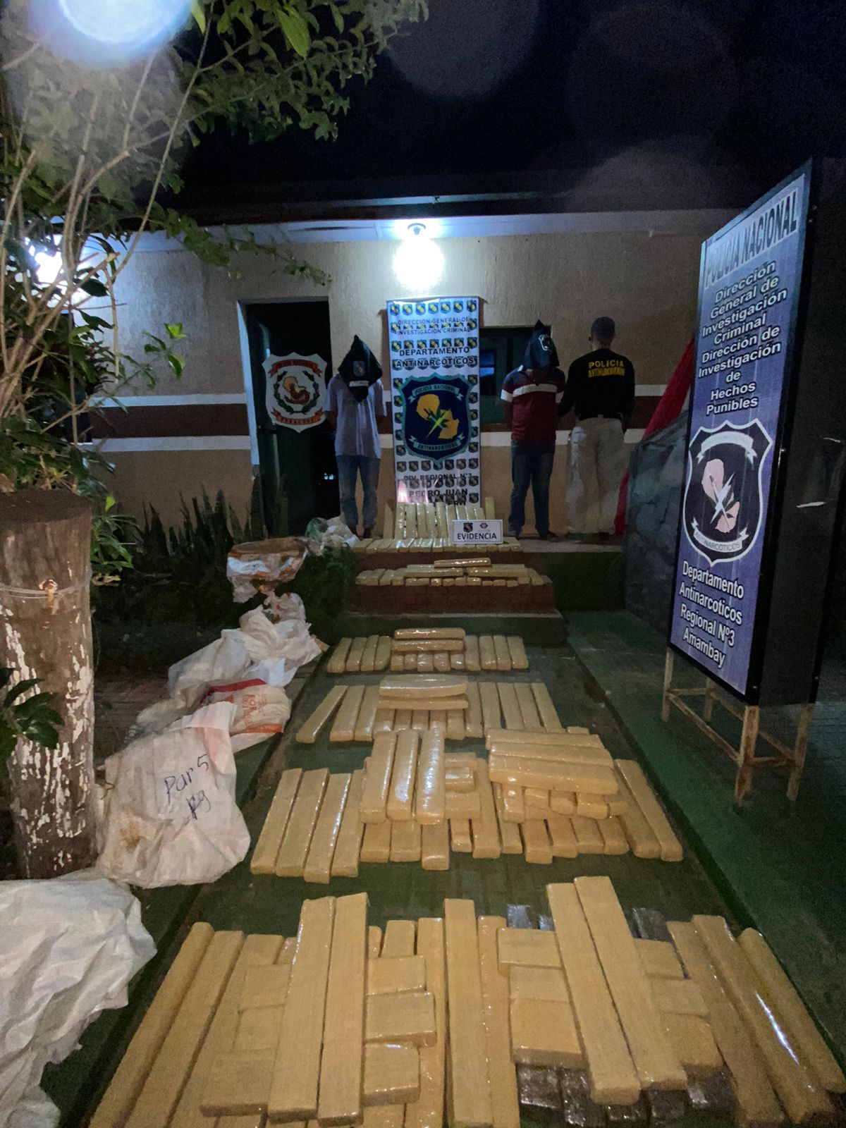 Dos detenidos y 156 kilos de marihuana incautadas en Pedro Juan