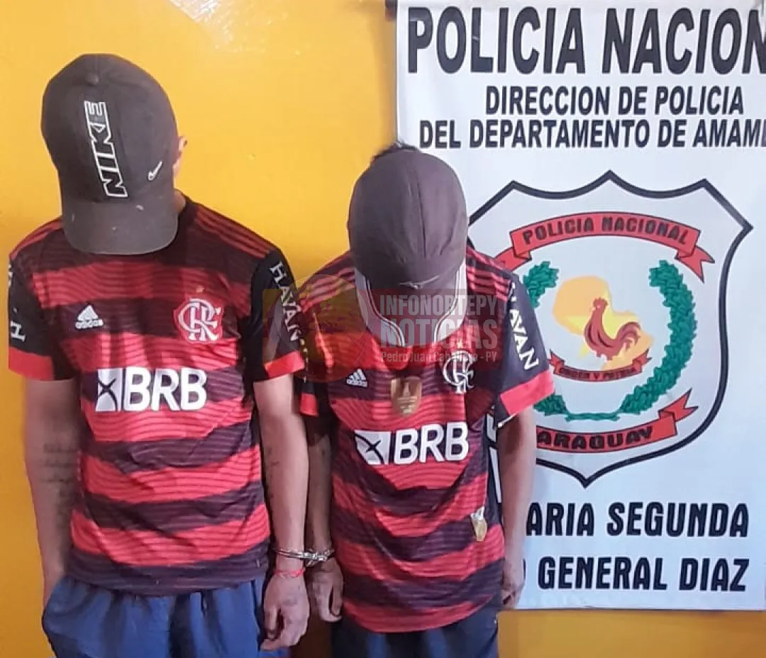 Menores aprehendidos en flagrancia hurtando comercio en Pedro Juan