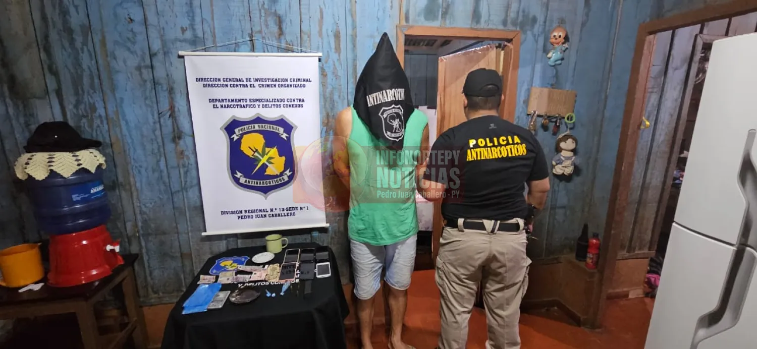 Allanamiento por microtráfico deja un detenido y cocaína incautada en Pedro Juan