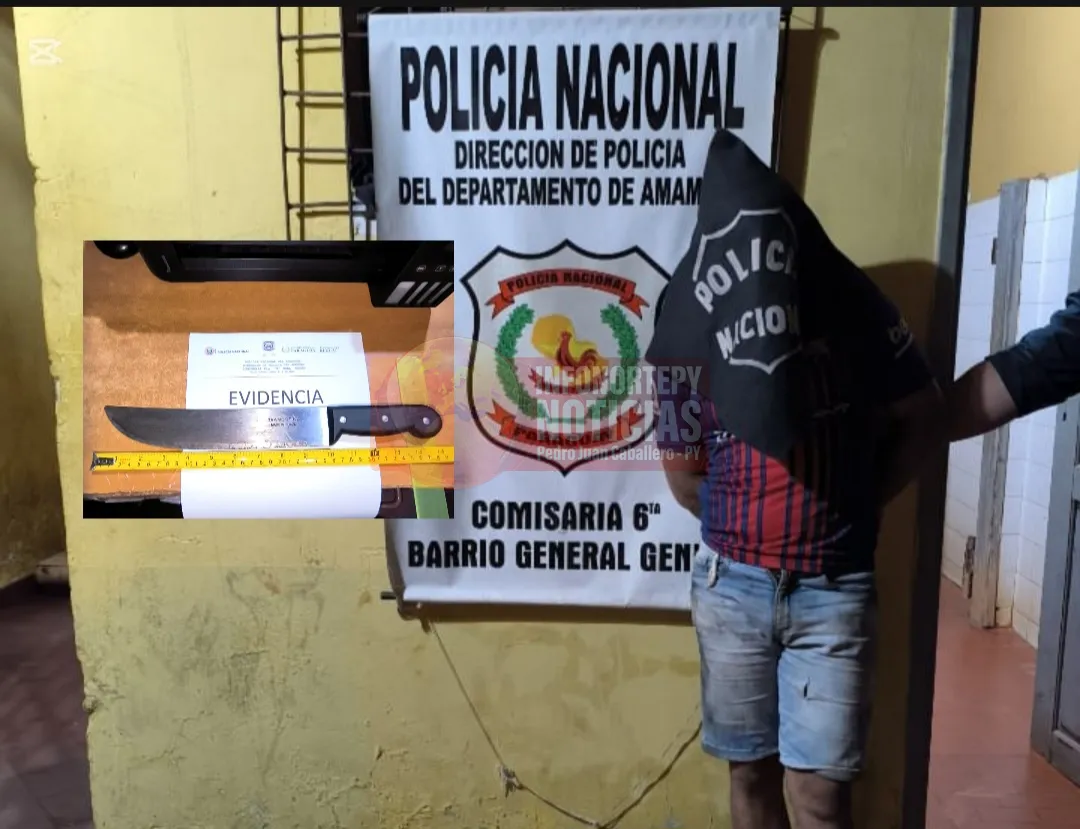 Detienen a un hombre con machetillo y por resistencia en Pedro Juan
