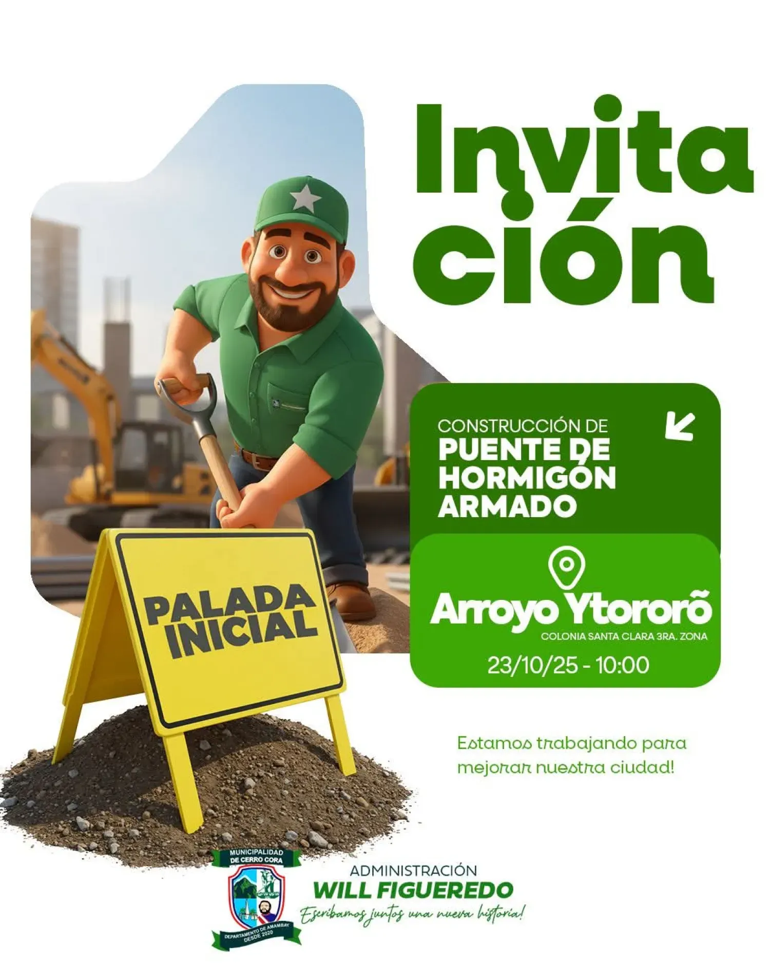 Municipalidad de Cerro Corá inicia la construcción de un puente de hormigón armado sobre el arroyo Ytororõ