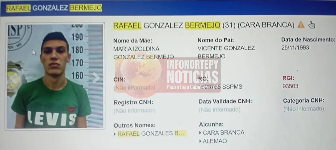 Identifican a víctima de homicidio en Pedro Juan con frondosos antecedentes en Brasil