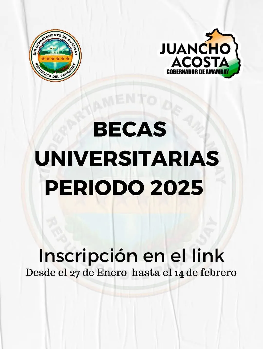 ¡Abiertas las inscripciones para las Becas Universitarias 2025 de la Gobernación de Amambay!