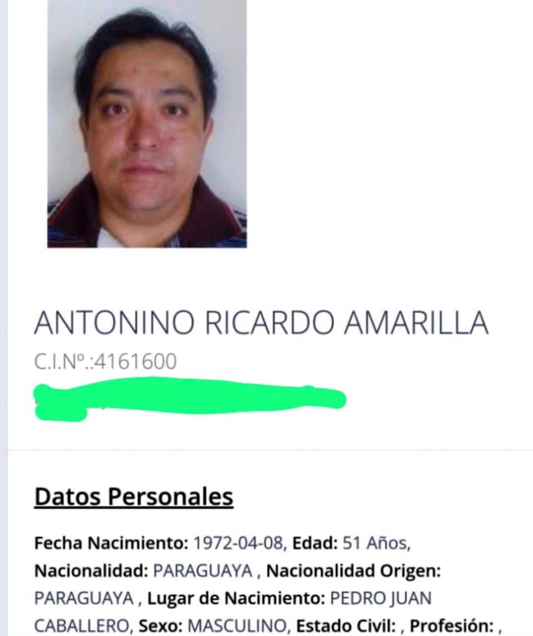 Líder del PCC prófugo tiene dos cédulas paraguayas falsificado