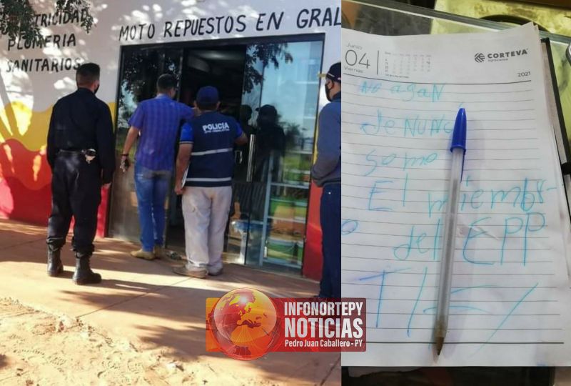 Ladrones hurtaron ferretería en Santa Rosa y dijeron ser del EPP