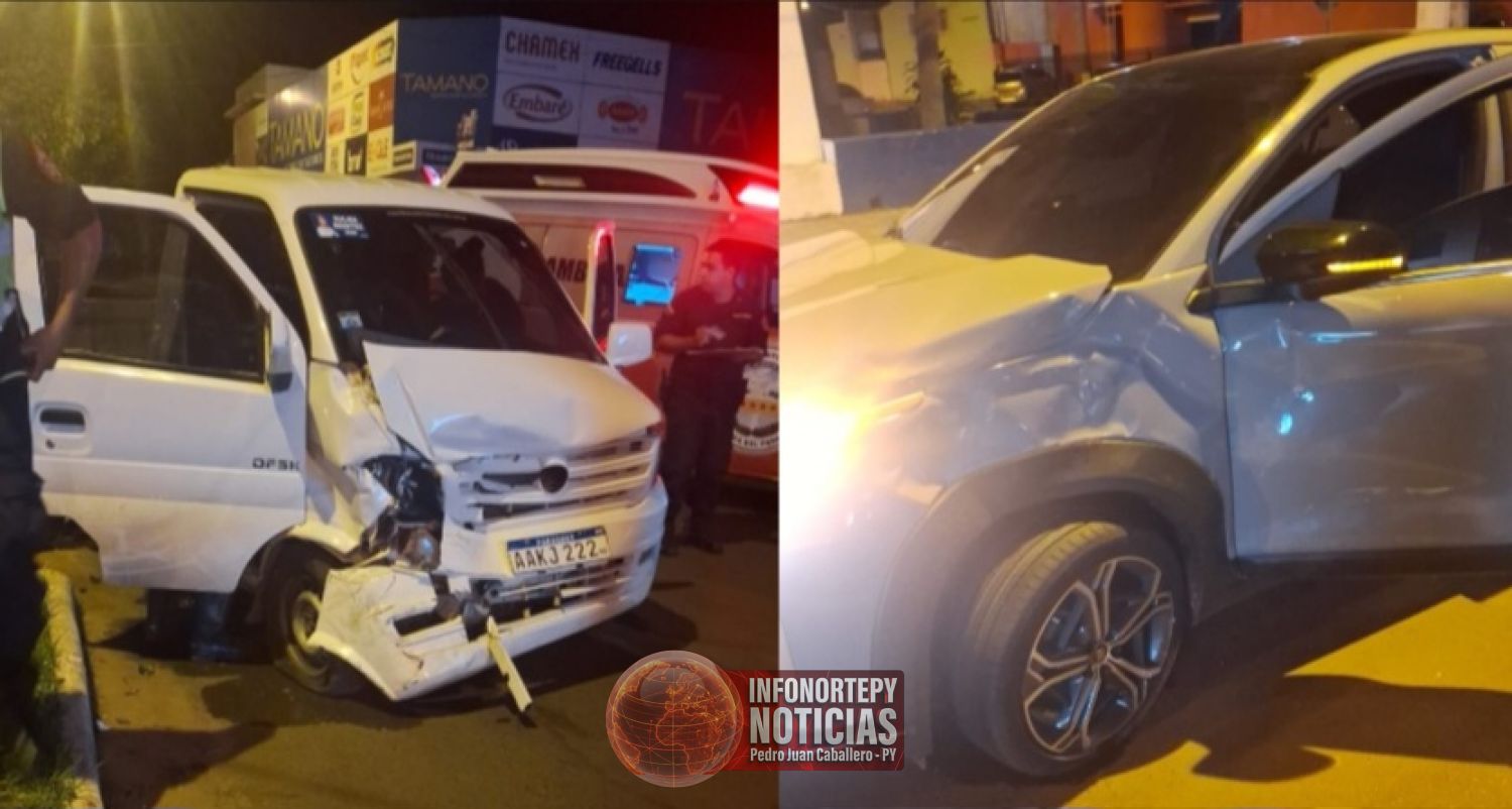 Choque entre camioneta y automóvil deja un herido y un aprehendido en Pedro Juan