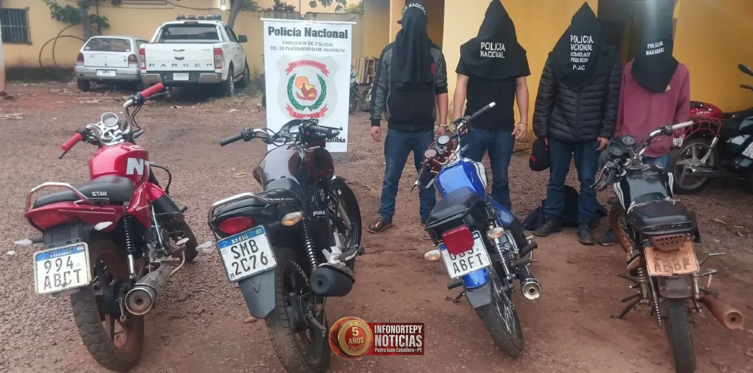Cuatro motociclistas "Patoteros" fueron aprehendidos en Pedro Juan