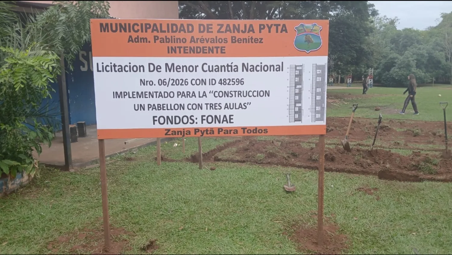Municipalidad de Zanja Pytã inicia construcción de pabellón de tres aulas en la colonia Fortuna Guazú