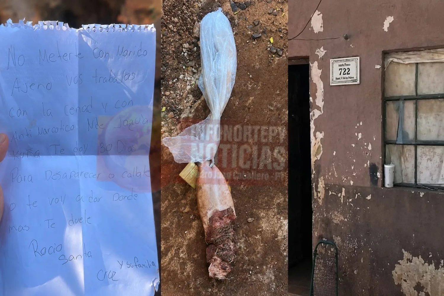 Dejan lengua de vaca con un candado y una amenaza escrita frente a vivienda de una joven en Pedro Juan