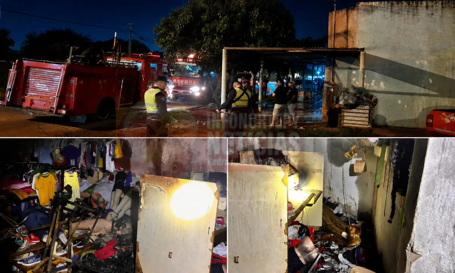 Incendio afecta local comercial de venta de ropas usadas en Pedro Juan