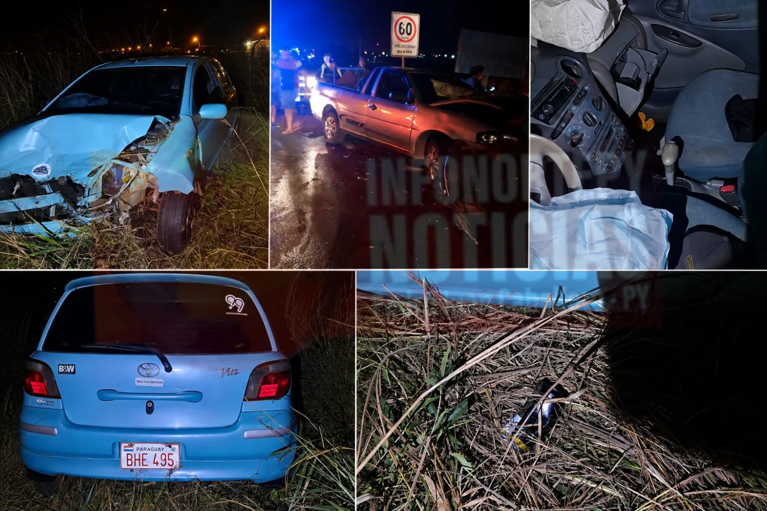 Violenta colisión en la Ruta PY05  en Pedro Juan deja tres heridos y dos vehículos con importantes daños
