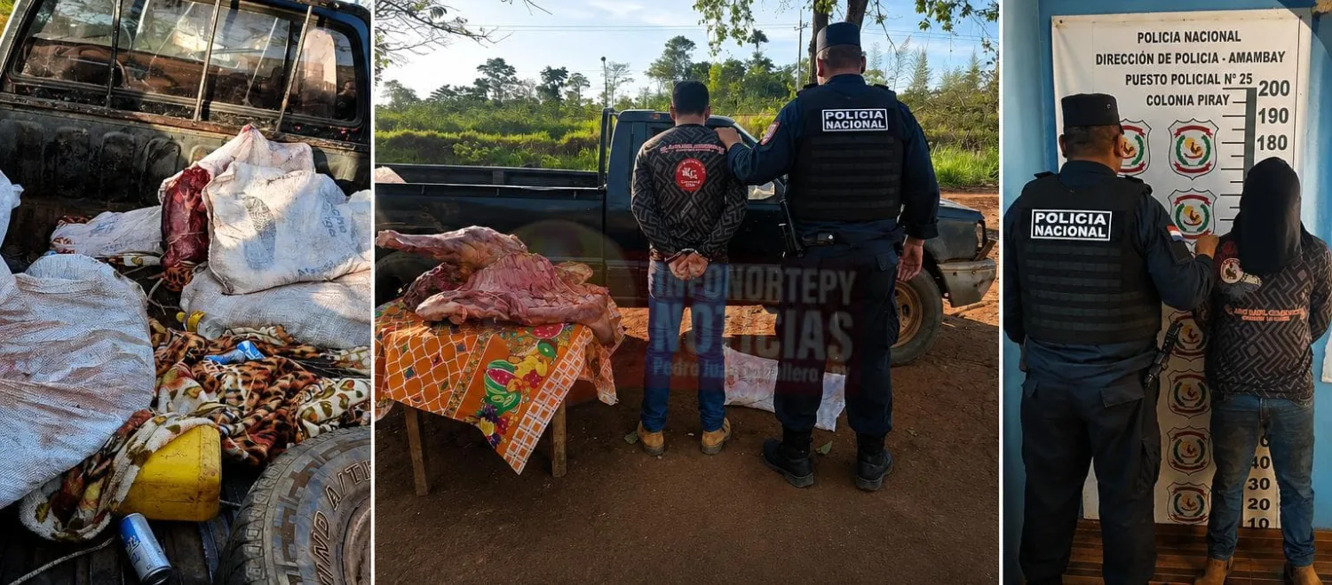 Deienen a un hombre con una res faenada en la colonia Piray de Capitán Bado