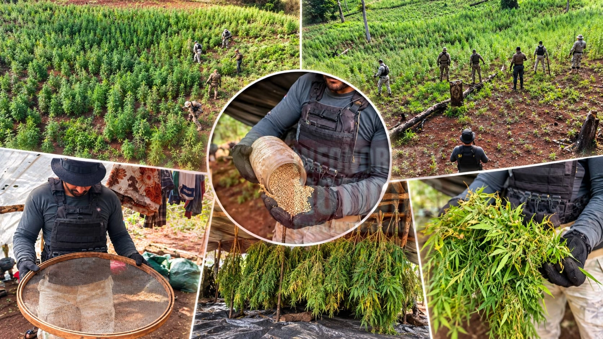 Senad destruye ocho hectáreas de marihuana y 800 kilos de droga en Cerro Corá
